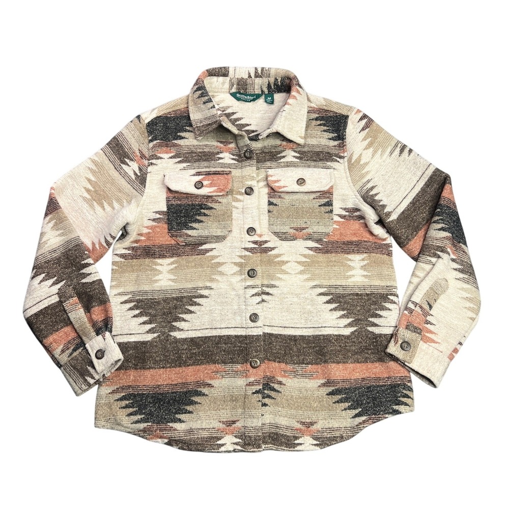 Stillwater Supply‎ Co Women's Medium Southwestern Aztec Shacket Brown Tan P2066